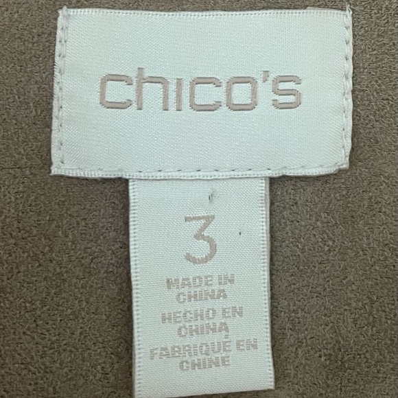 CHICO'S Tan Faux Suede Vest with fringe western cowgirl Sz 3 - Picture 4 of 4